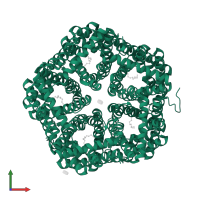 Formate/nitrite transporter in PDB entry 3tdx, assembly 1, front view.