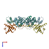 PDB entry 3tgo coloured by chain, top view.