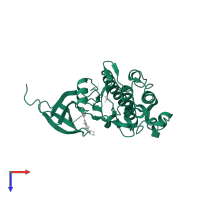 Serine/threonine-protein kinase Chk1 in PDB entry 3tkh, assembly 1, top view.