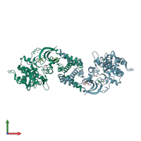 PDB entry 3tku coloured by chain, front view.