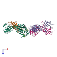 PDB entry 3tn0 coloured by chain, top view.