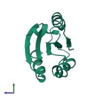 PDB entry 3trx coloured by chain, side view.