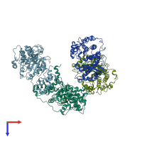 PDB entry 3twj coloured by chain, top view.