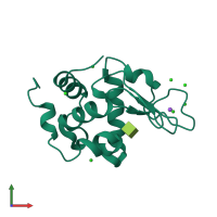 PDB entry 3txj coloured by chain, front view.