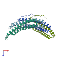 PDB entry 3txs coloured by chain, top view.