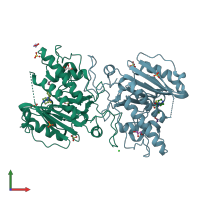 PDB entry 3u0x coloured by chain, front view.