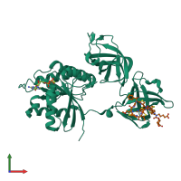 PDB entry 3u2q coloured by chain, front view.