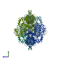 PDB entry 3u2z coloured by chain, side view.