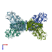 PDB entry 3u2z coloured by chain, top view.