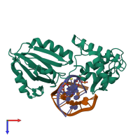 PDB entry 3u6q coloured by chain, top view.