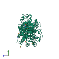 PDB entry 3u7v coloured by chain, side view.