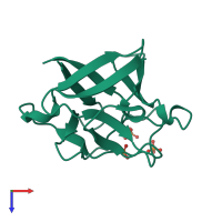 Monomeric assembly 1 of PDB entry 3ud7 coloured by chemically distinct molecules, top view.