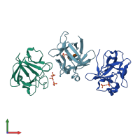 PDB entry 3ud7 coloured by chain, front view.