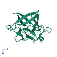 Fibroblast growth factor 1 in PDB entry 3uda, assembly 2, top view.