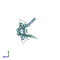 PDB entry 3ueh coloured by chain, side view.