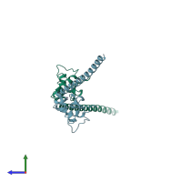 PDB entry 3uei coloured by chain, side view.