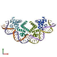 PDB entry 3ufd coloured by chain, front view.