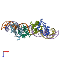 PDB entry 3ufd coloured by chain, top view.