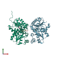 PDB entry 3uhf coloured by chain, front view.