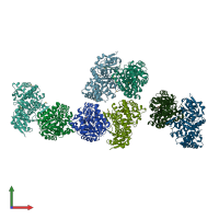 PDB entry 3uhj coloured by chain, front view.