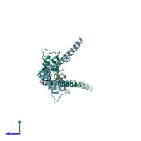 PDB entry 3uih coloured by chain, side view.