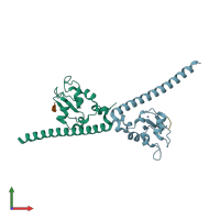 PDB entry 3uij coloured by chain, front view.