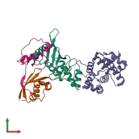 PDB entry 3uip coloured by chain, front view.