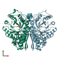 PDB entry 3ujf coloured by chain, front view.