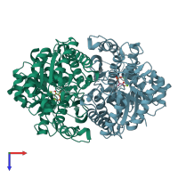 PDB entry 3ujf coloured by chain, top view.