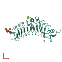 PDB entry 3ul8 coloured by chain, front view.