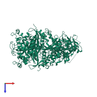 Bifunctional dihydrofolate reductase-thymidylate synthase in PDB entry 3um5, assembly 1, top view.