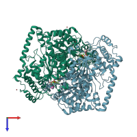 PDB entry 3upt coloured by chain, top view.