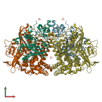 PDB entry 3uqy coloured by chain, front view.