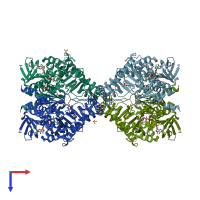 PDB entry 3utf coloured by chain, top view.