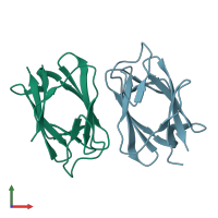 PDB entry 3uv0 coloured by chain, front view.