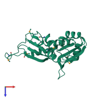 PDB entry 3uwt coloured by chain, top view.