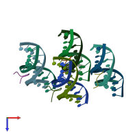 PDB entry 3uxw coloured by chain, top view.