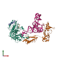 PDB entry 3v11 coloured by chain, front view.