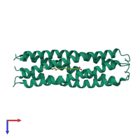 Homo pentameric assembly 1 of PDB entry 3v2r coloured by chemically distinct molecules, top view.