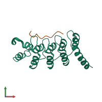 PDB entry 3v2x coloured by chain, front view.