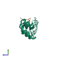 PDB entry 3v2x coloured by chain, side view.