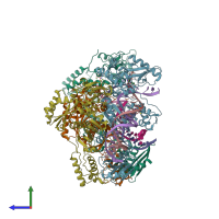PDB entry 3v4i coloured by chain, side view.