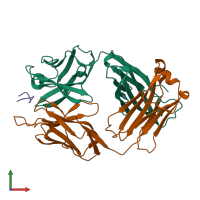 PDB entry 3v4u coloured by chain, front view.