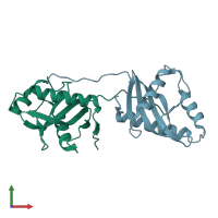 PDB entry 3v67 coloured by chain, front view.