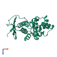 PDB entry 3v68 coloured by chain, top view.