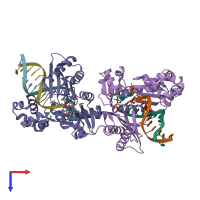 PDB entry 3v6h coloured by chain, top view.