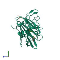 PDB entry 3v87 coloured by chain, side view.