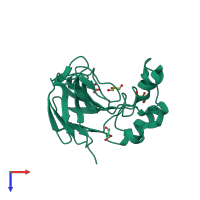 PDB entry 3v87 coloured by chain, top view.