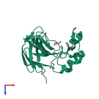 PDB entry 3v88 coloured by chain, top view.