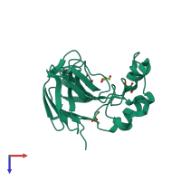 PDB entry 3v8a coloured by chain, top view.